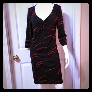 3/4 length sleeve twist front dress